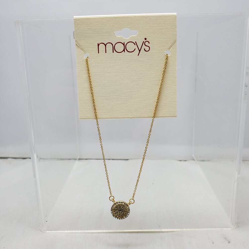 Macy's gold-tone chain with a micro pave disc charm